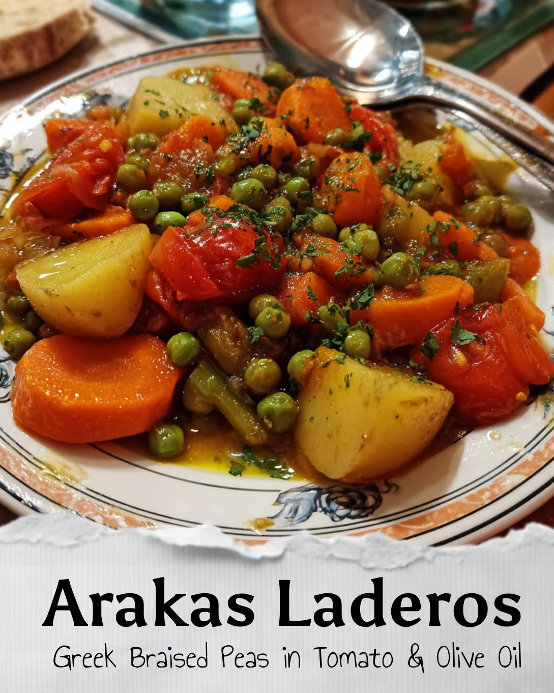 Arakas Laderos (Peas and Carrots Braised in Tomato and Olive Oil)