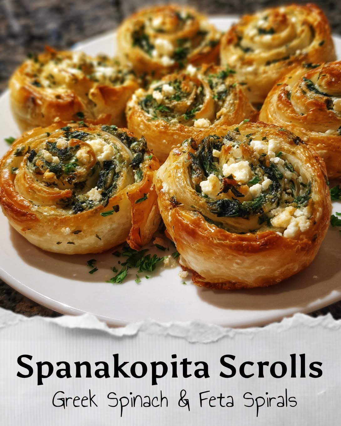 Spanakopita Scrolls (Greek Spinach & Feta Spirals)