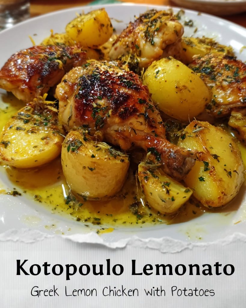 Kotopoulo Lemonato (Greek Lemon Chicken with Potatoes)