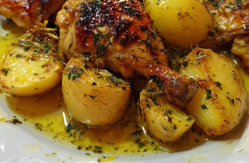 Kotopoulo Lemonato (Greek Lemon Chicken with Potatoes)